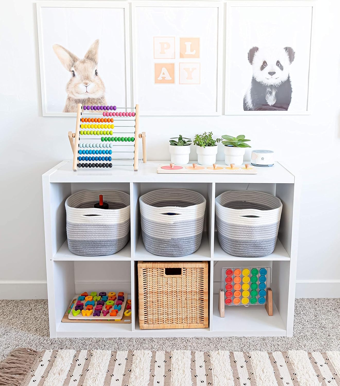 OrganiHaus Set of 3 Woven Storage Baskets for Organizing, Cotton Rope Organizer Bins for Shelves