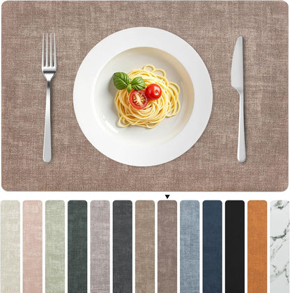 FROMHEART Faux Leather Placemats Set of 8–Waterproof,Heat/Oil Stain-Resistant PU Table
