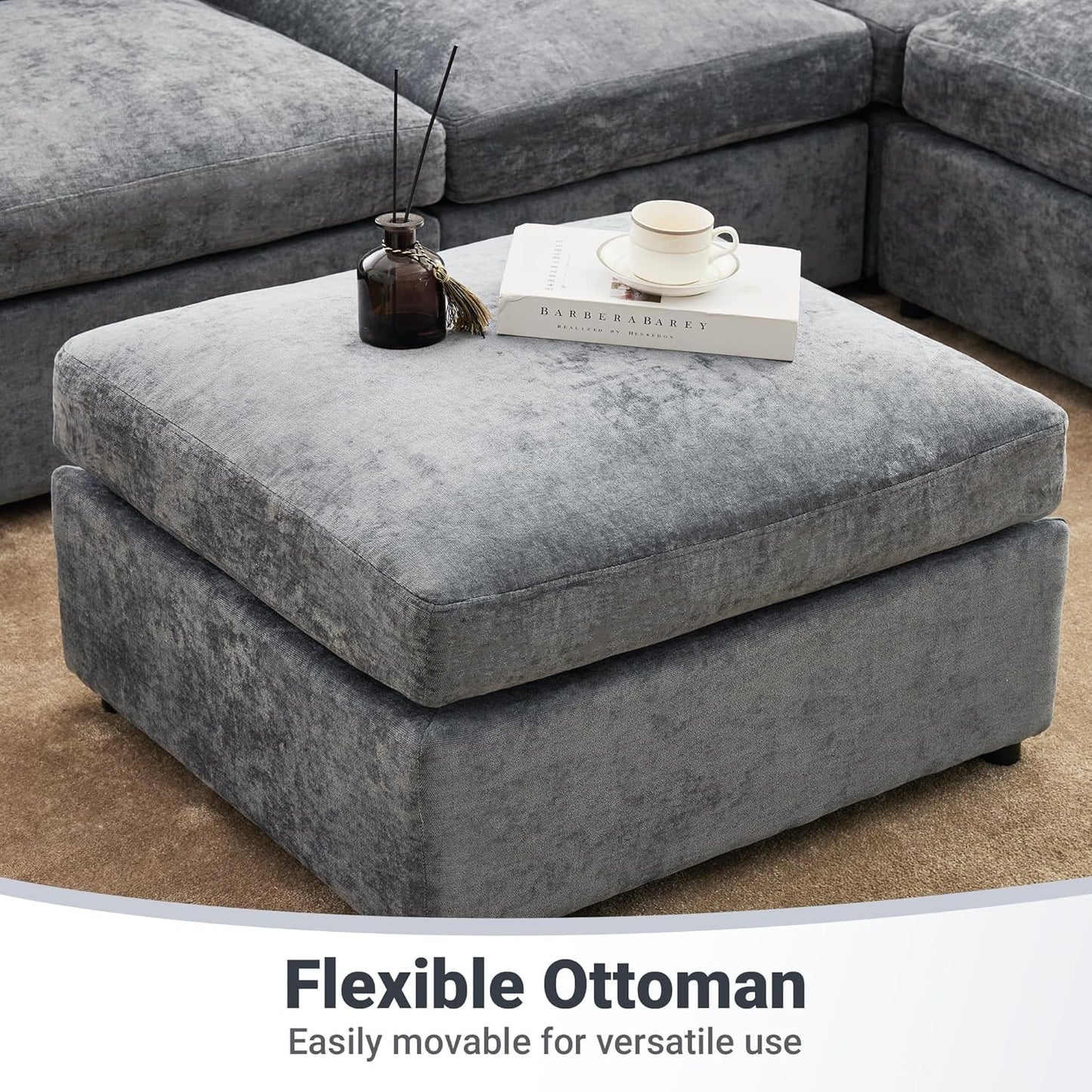 Tbfit Modular Sectional Couch 8 Seat, Cloud Sofa for Living Room,Chenille Sofa Set with Ottoman