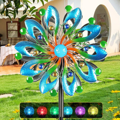 Wind Spinners for Yard and Garden - Wind Sculptures & Spinners, 75 Inch, Navy Blue, Kinetic Art