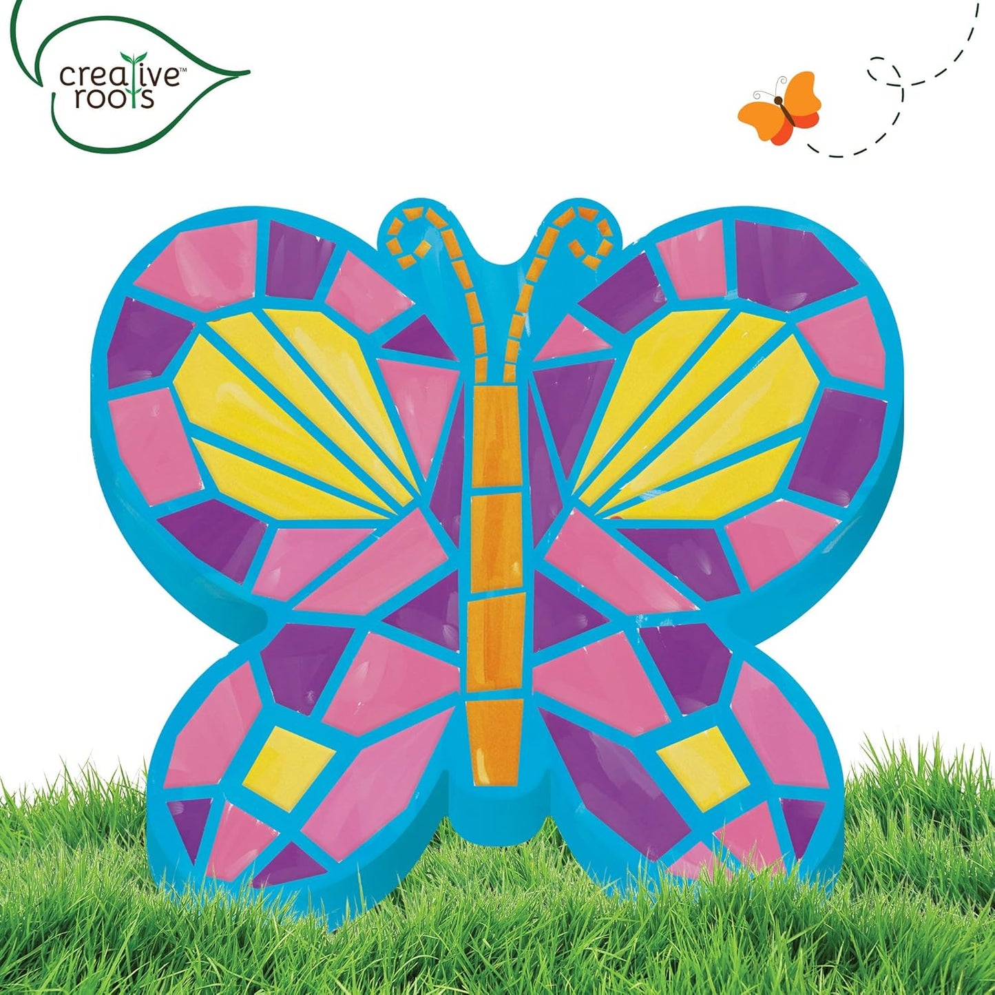 Creative Roots Mosaic Butterfly Stepping Stone Kit, Includes 7-Inch Ceramic Stepping Stone & 6
