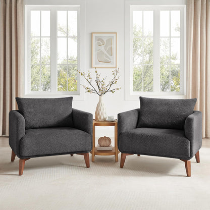 Oversized Accent Chair Modern Boucle Armchair for Living Room Sets of 2 - 37" Wide & Cozy Reading