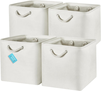 OrganiHaus 13x13 Cube Storage Bins 4 Pack, Foldable Cube Storage Organizer w/ Rope Handles