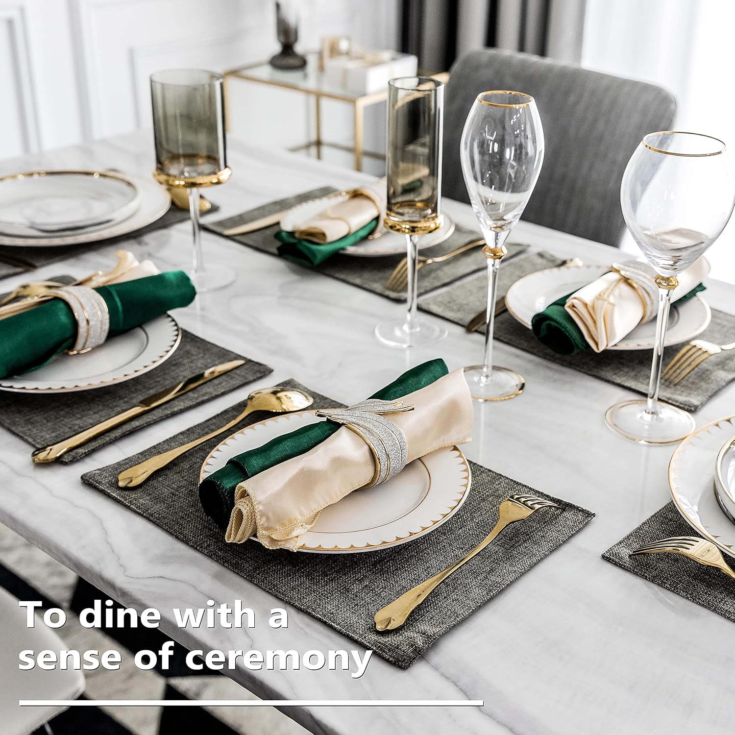 Home Brilliant Table Place Mats Fabric Cloth Placemats Set of 8 Heat Resistant Dining Linen Place