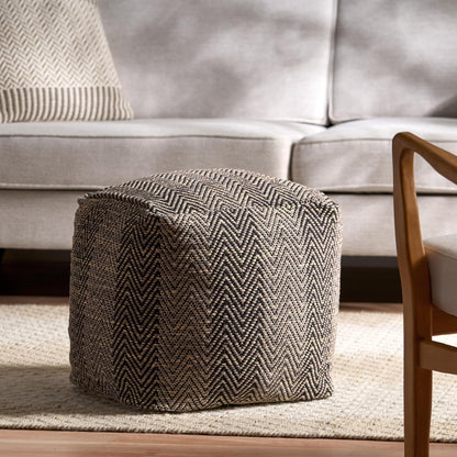GDFStudio Boho Handmade Fabric Cube Pouf Ottoman Foot Stool - Bean Bag Floor Chair - Foot Rest