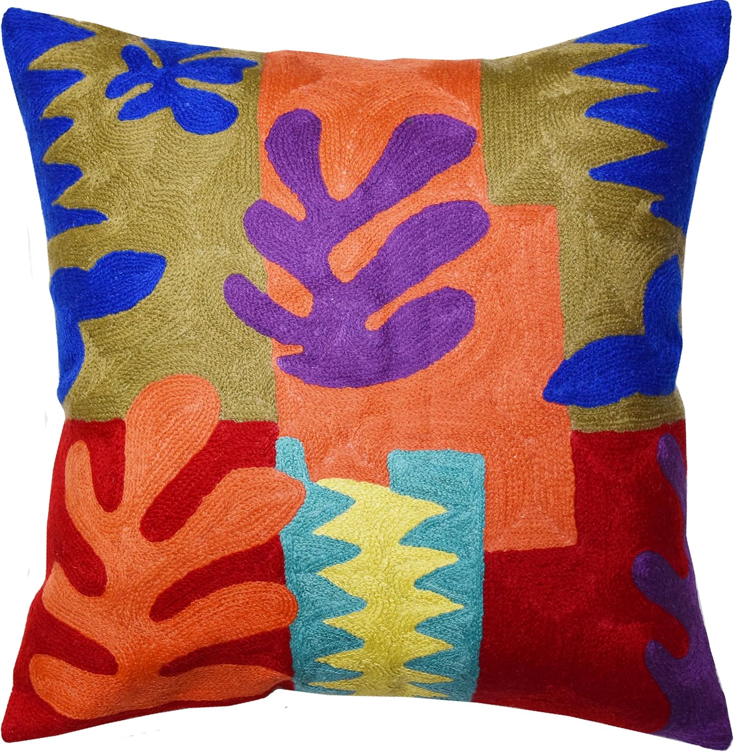 Matisse Decorative Pillow Cover Cutouts Hand Embroidered Abstract Toss Pillows Farmhouse Chair