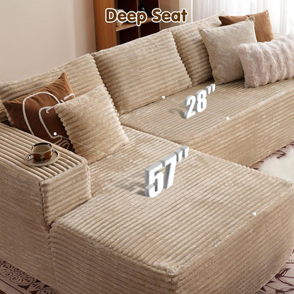 ovios 104" Cloud Sectional Couch with L-Shape Chaise,Modern Modular Sofa with Deep Seat