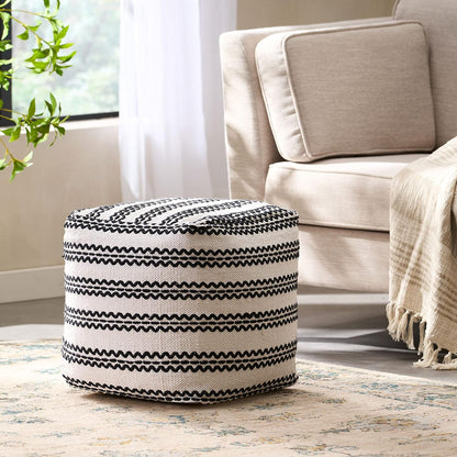 GDFStudio Boho Handmade Fabric Cube Pouf Ottoman Foot Stool - Bean Bag Floor Chair - Foot Rest