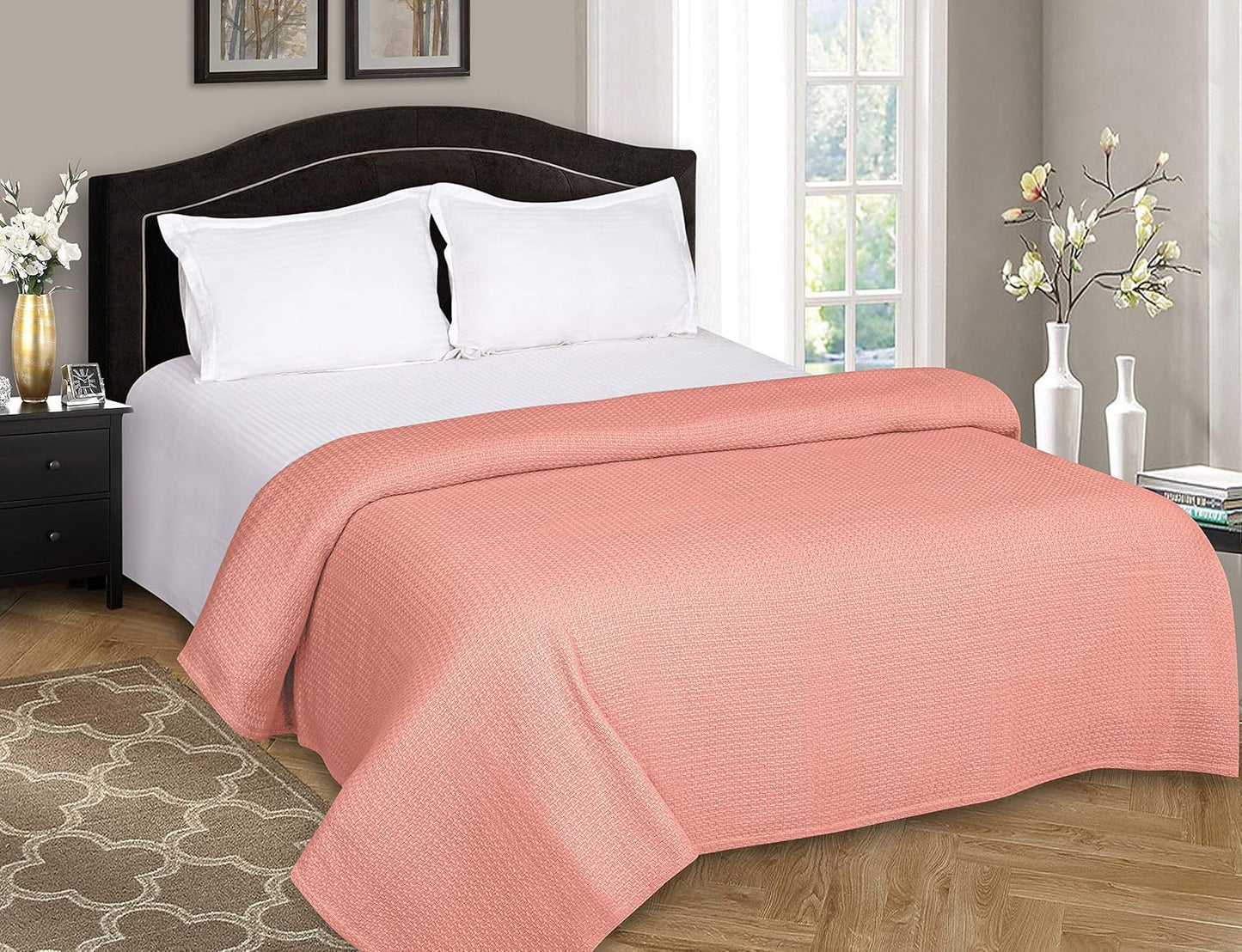 BELIZZI HOME 100% Cotton Bed Blanket, Breathable Bed Blanket King Size, Cotton Thermal Blankets
