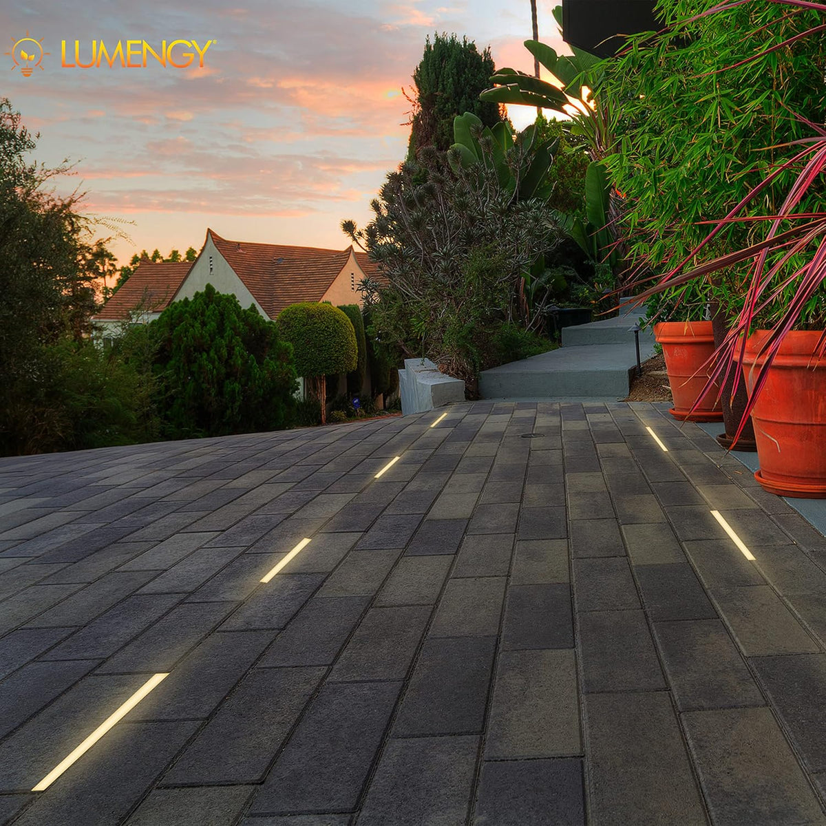 LUMENGY Paver Light Slim 0.5x16 Inch Glare-Free 2700K Warm White, Steel Brick Lighting for Pavers