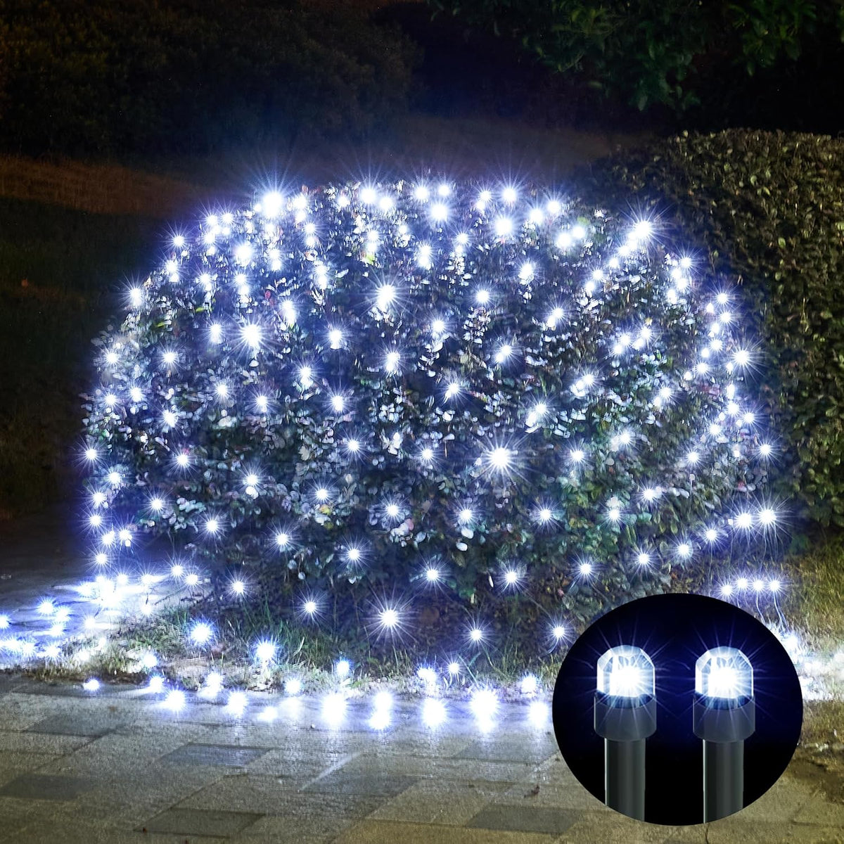 WBao Christmas Net Lights 200LED F8 Big Bulbs, 8.4ft x 5.2ft Christmas Lights with 8 Modes, Timer