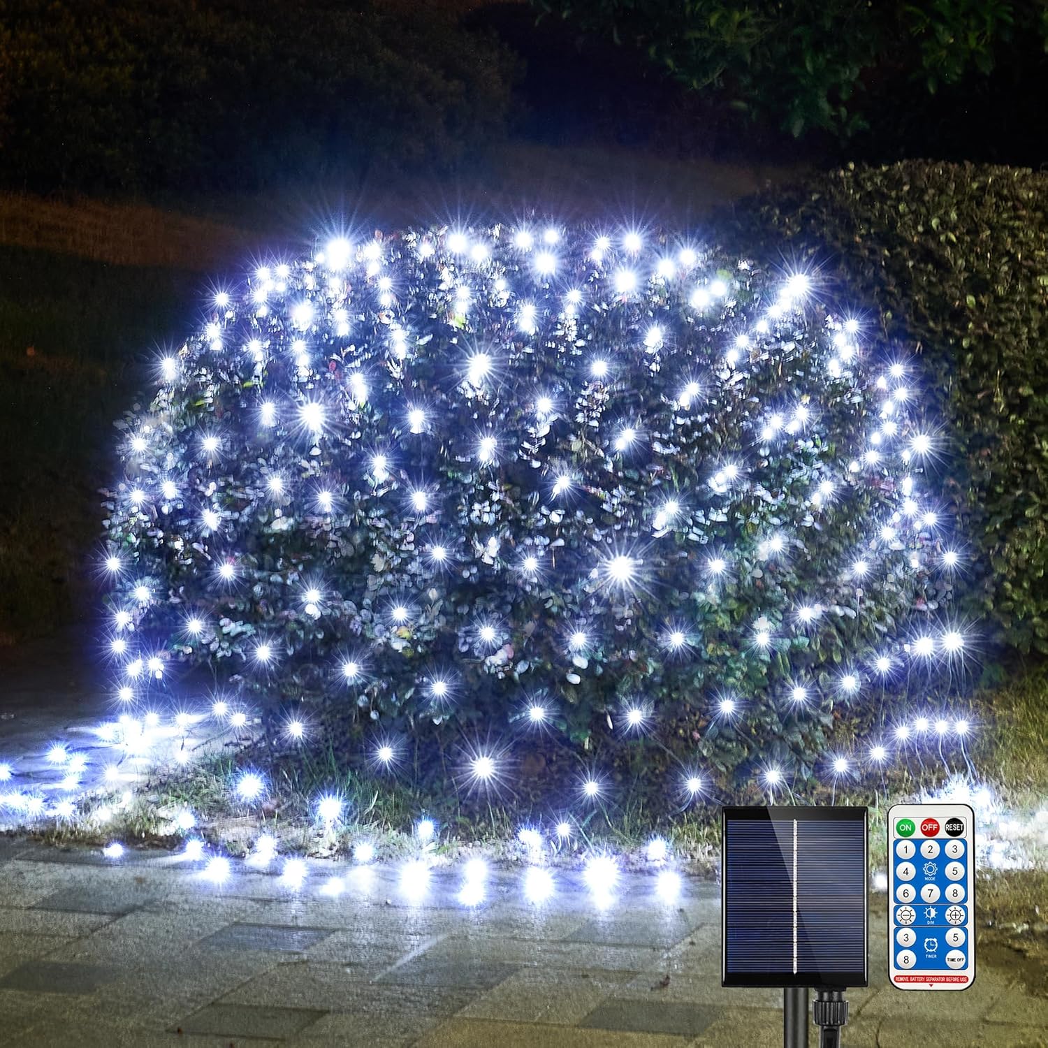 WBao Solar Christmas Lights Outdoor 360LED 11.5ft x 6.9ft Christmas Bushes Lights with Remote, 8