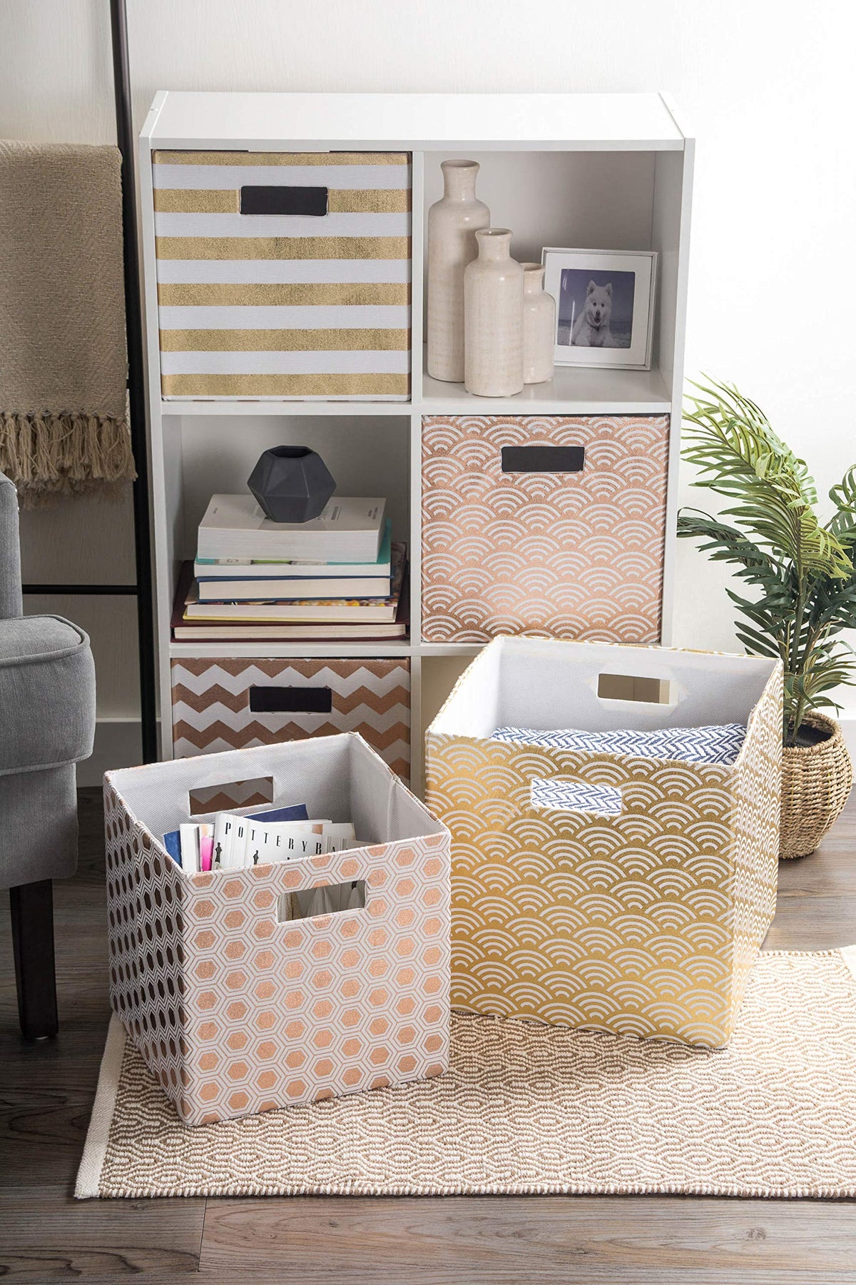 DII Polyester Cube Storage Collection Hard Sided Collapsible, 11x11x11, Gold