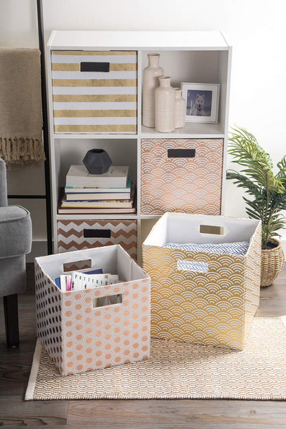 DII Polyester Cube Storage Collection Hard Sided Collapsible, 11x11x11, Gold