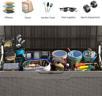 YITAHOME 100 Gallon Outdoor Storage Box, Large Water Resistant Resin Deck Box, Indoor Outdoor