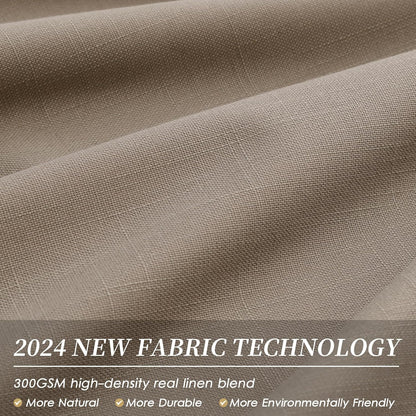 BOODII 100 Inch Blackout Curtains 2 Panels Set Back Tab Thermal Insulated Light Brown Linen