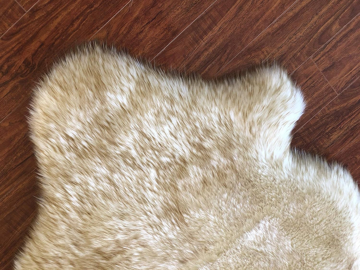 LAMBZY Faux Sheepskin Hypoallergenic Free Shape Silky Shag Rug, Luxury Shaggy Silky Plush Carpet