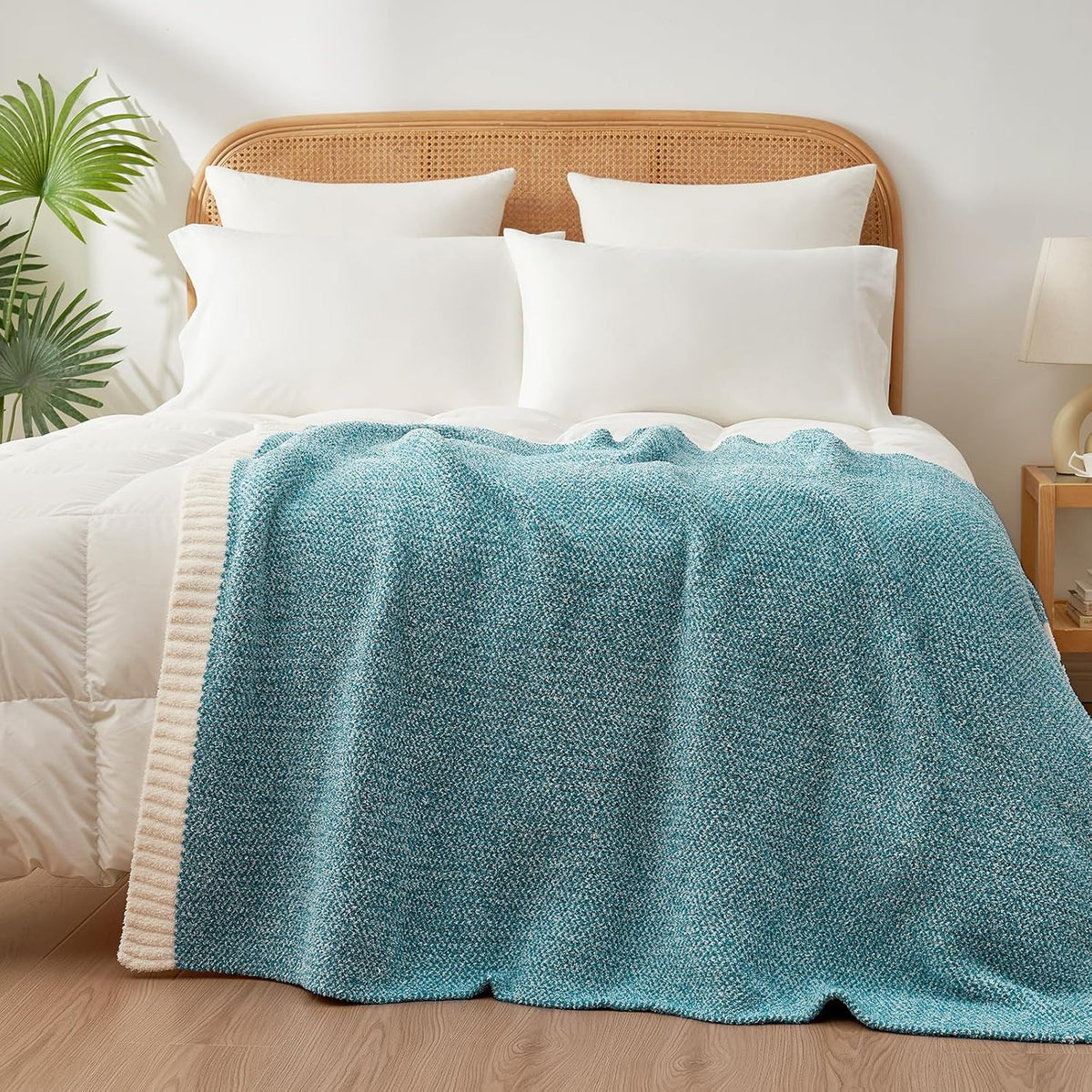 Snuggle Sac Teal Blue Oversized Throw Blankets,Super Soft Warm Cozy Throw Blankets for Couch, Knit