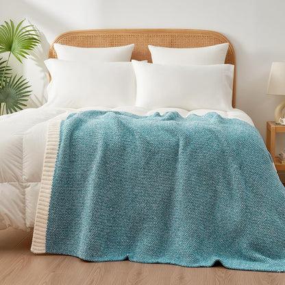 Snuggle Sac Teal Blue Oversized Throw Blankets,Super Soft Warm Cozy Throw Blankets for Couch, Knit