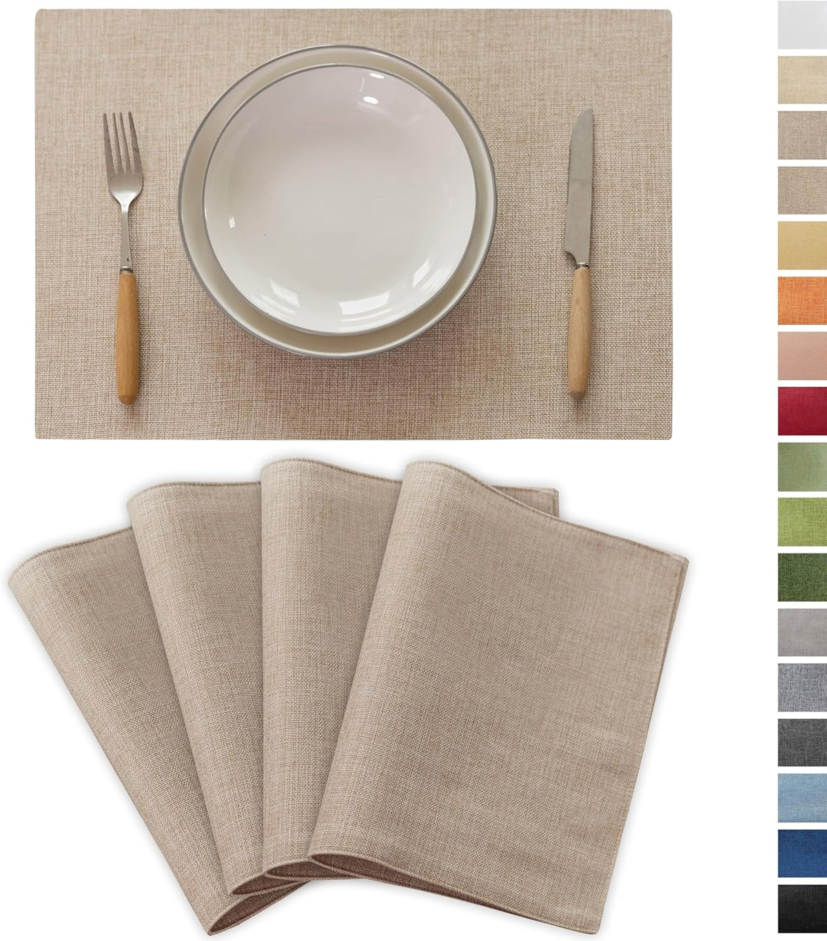 Demetex Linen Placemats Set of 4 Heat Resistant Cloth Placemats Table Place Mats Burlap Plate Mats