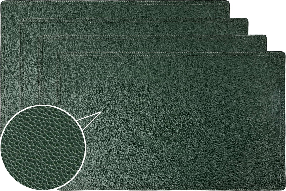 Vinyl Waterproof Placemats, PU Table Mats, Set of 4, Stain Resistant, Heat Resistant, Non-Slip Easy