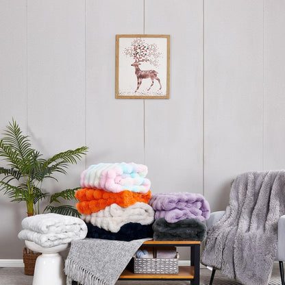 DREAMNINE Oversized Colorful Soft Thick Bubble Faux Fur Throw Blanket Twin Size 60" x 70", Luxury