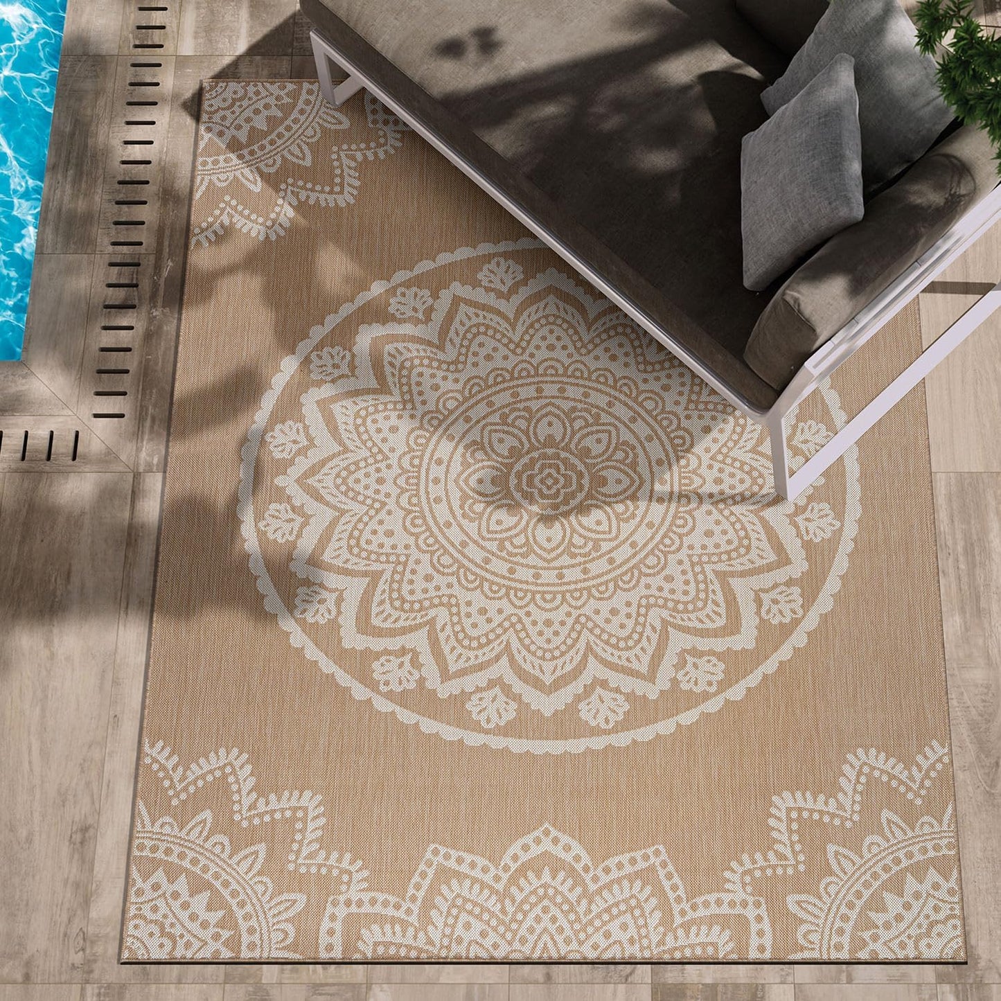 CAMILSON Outdoor Rug 5x7 Modern Area Rugs for Indoor and Outdoor Patios and Porches - Waterproof