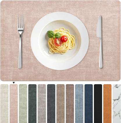 FROMHEART Faux Leather Placemats Set of 6–Waterproof,Heat/Oil Stain-Resistant PU Table