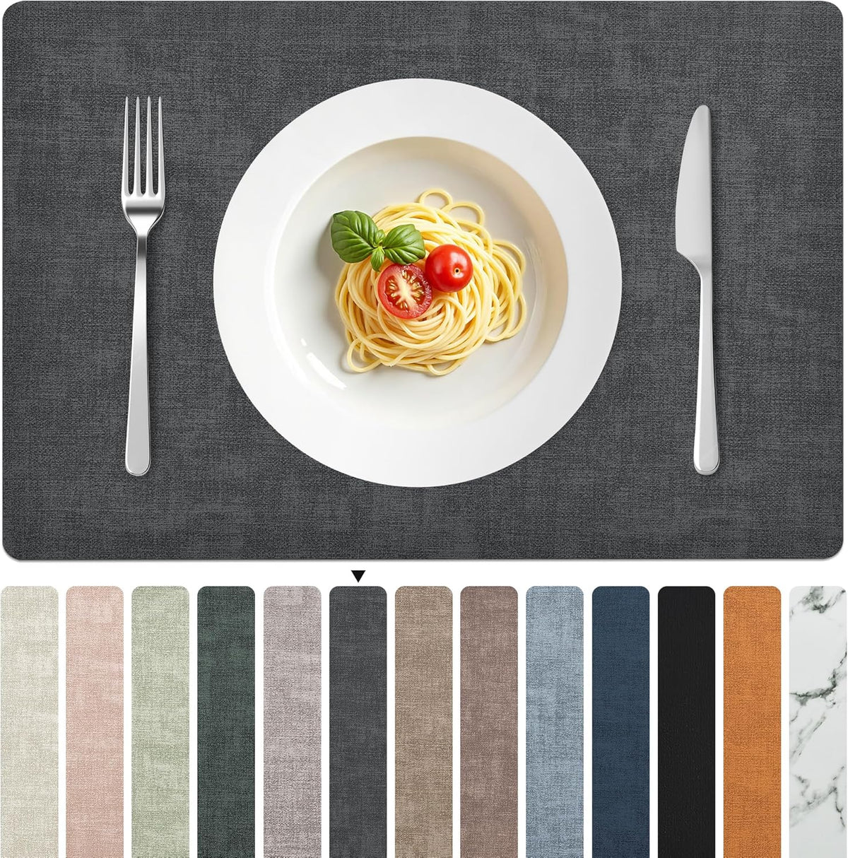 FROMHEART Faux Leather Placemats Set of 6–Waterproof,Heat/Oil Stain-Resistant PU Table