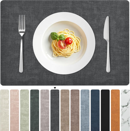 FROMHEART Faux Leather Placemats Set of 6–Waterproof,Heat/Oil Stain-Resistant PU Table
