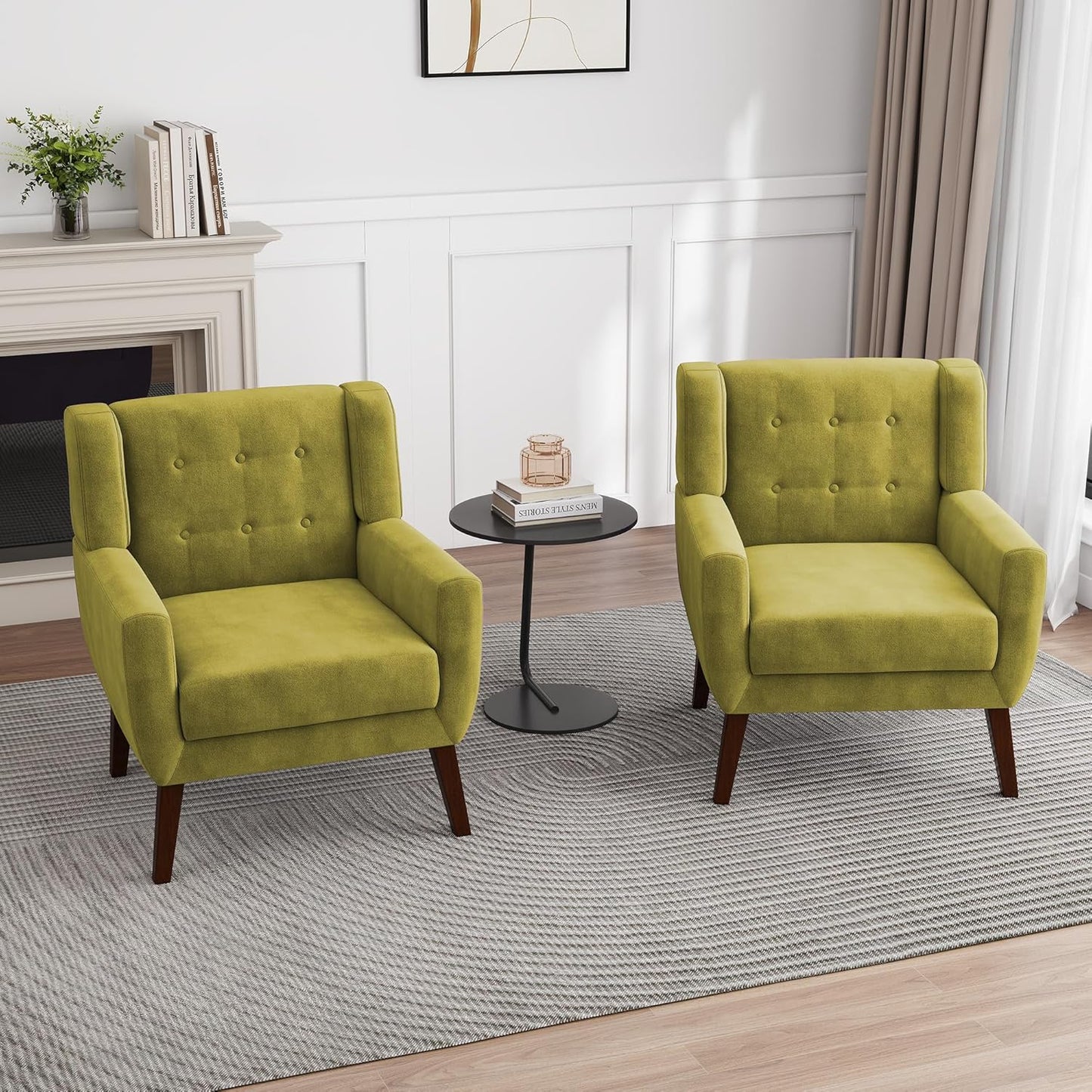 UIXE Accent Chair, Velvet Upholstered Armchair for Living Room, Modern Club Arm Chairs Comfy Single