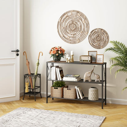 Hoctieon Industrial Console Table, 3 Tier Entryway Table, Hallway Table, Narrow Sofa Table with