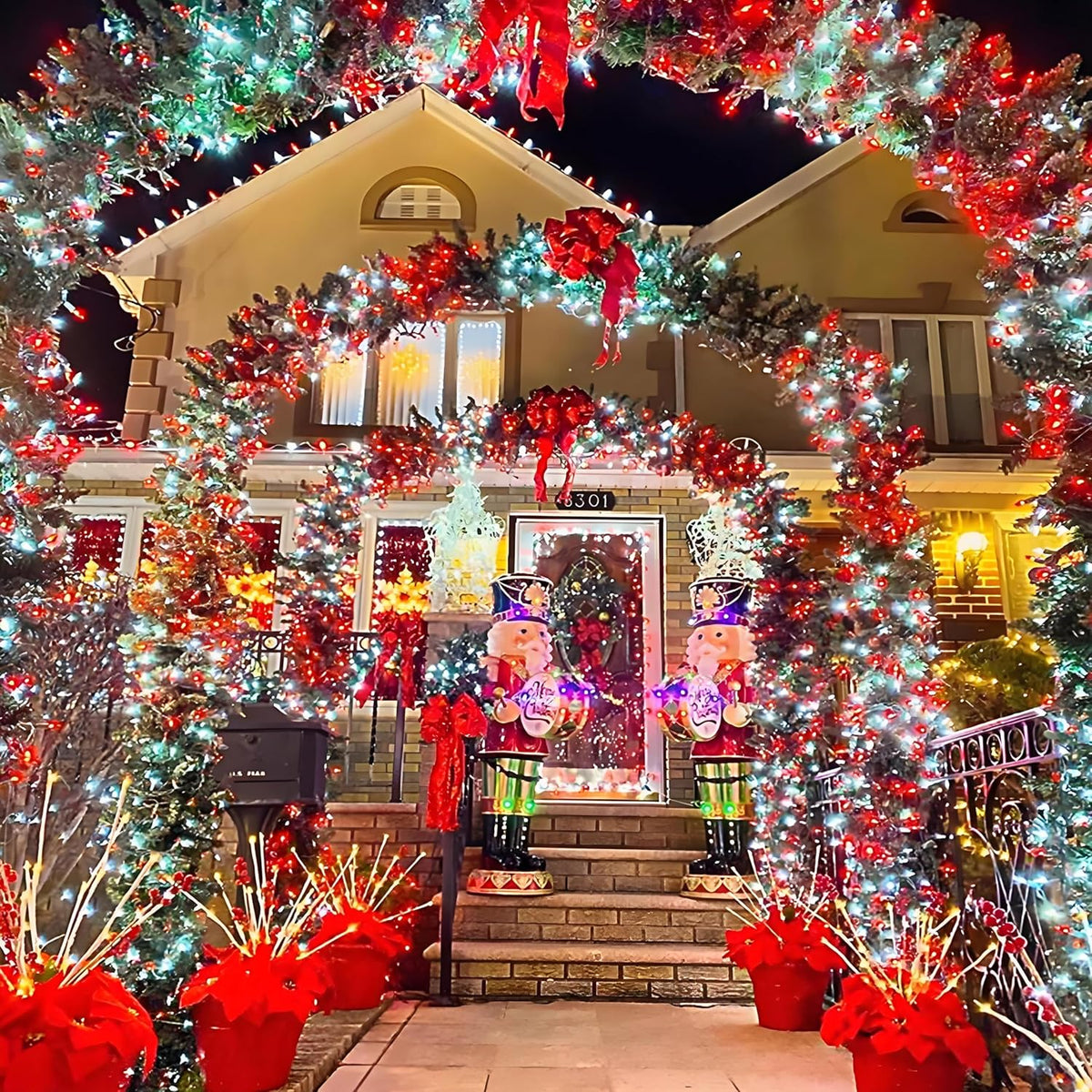 2 Pack 200 LED Solar Christmas Lights Outdoor Waterproof, Solar String Lights for Outside, Solar