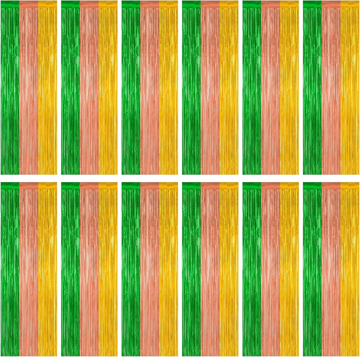 12 Pack Hawaiian Party Decorations, 3.28 FT x 7.05 FT Luau Party Decorations, Green Brown Yellow