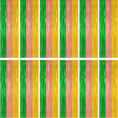 12 Pack Hawaiian Party Decorations, 3.28 FT x 7.05 FT Luau Party Decorations, Green Brown Yellow