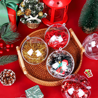 ANVAVO 25 Pieces 10 cm Christmas Clear Plastic Fillable Ball Ornaments DIY Craft Transparent