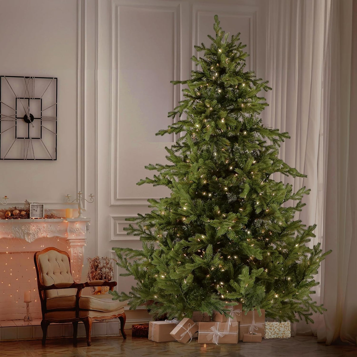 Fraser Hill Farm 12-Ft. Foxtail Pine Artificial Christmas Tree with White Incandescent Smart Lights