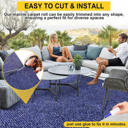 Marine Carpet,6 FT x 18 FT Deep Blue Indoor Outdoor Carpet 0.2" Thick Boat Carpet with Water-Proof