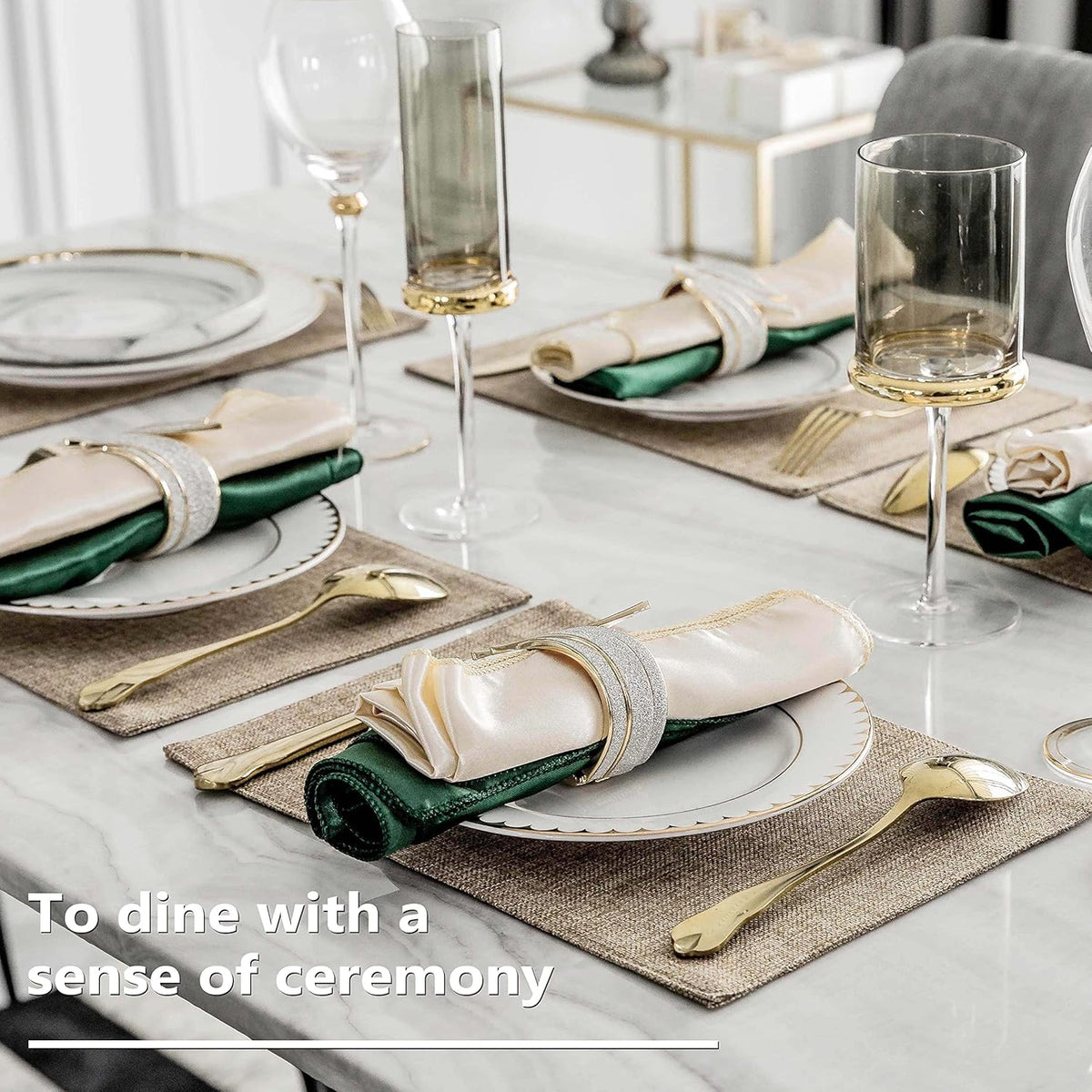 Home Brilliant Fabric Cotton Placemats Set of 6 Heat Resistant Dining Table Place Mats Kitchen