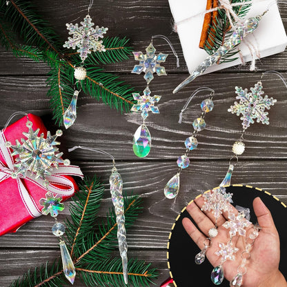 32pcs Christmas Decoration Crystal Ornaments - Iridescent Christmas Tree Ornaments Acrylic