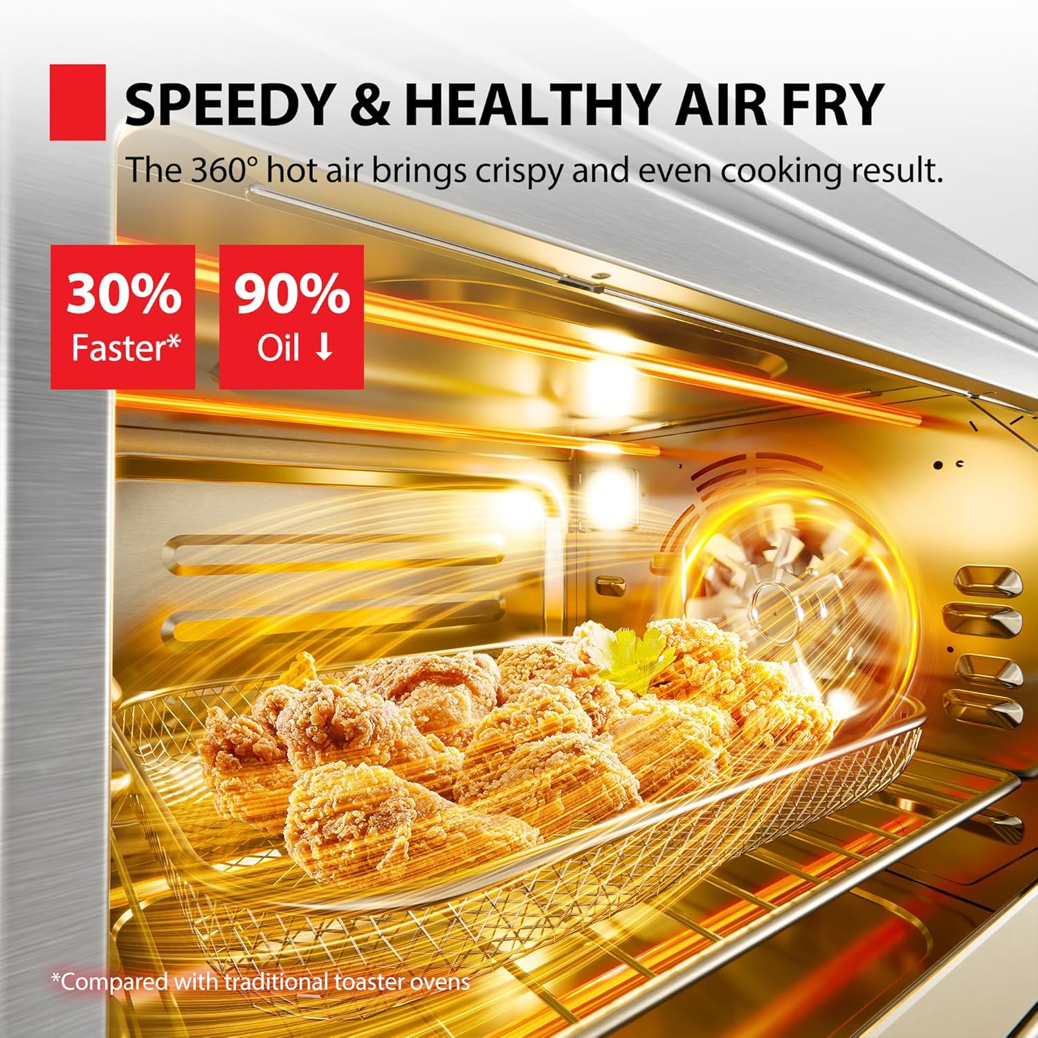 TOSHIBA ChefFry Air Fryer Toaster Oven Combo, 26.4 QT Large Capacity, 12-in-1 Countertop Toaster