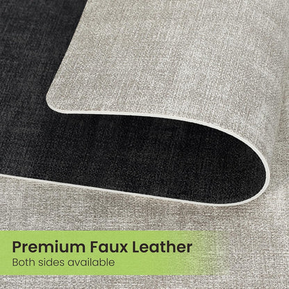 Faux Leather Dual Sided Placemats Set of 6, Square Non-Slip Heat Resistant Placemats with Coaster