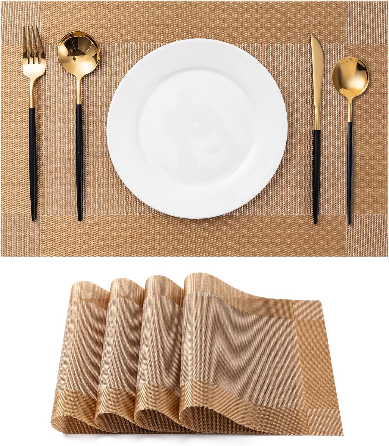 CADONO Placemats Set of 4 Washable Indoor/Outdoor Vinyl Place Mats for Dining Table Durable
