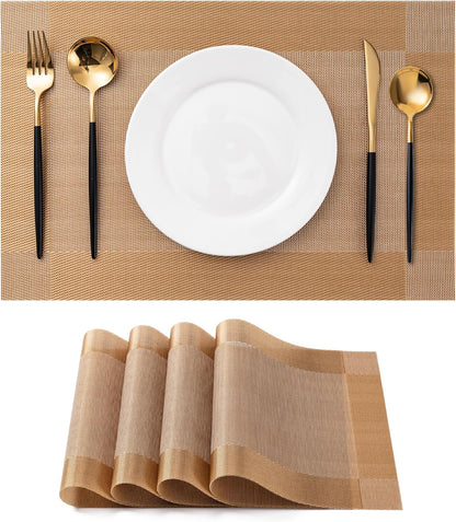CADONO Placemats Set of 4 Washable Indoor/Outdoor Vinyl Place Mats for Dining Table Durable