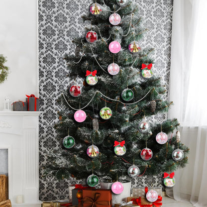 ANVAVO 50 Clear Plastic Fillable Ball Ornaments - DIY Craft Transparent Baubles - Shatterproof
