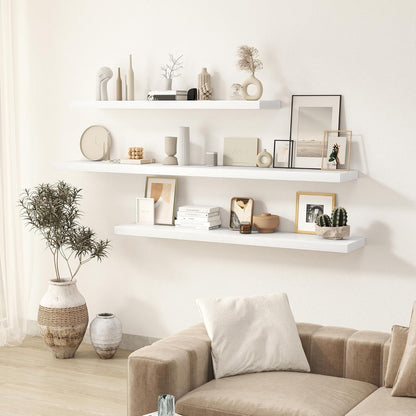 White Floating Shelves Wall Shelf 48 Inch, 8 Inch Deep Floating Shelf for Wall, Farmhouse Black