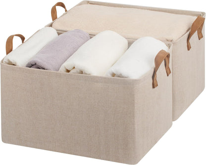 StorageWorks Storage Bins, Fabric Storage Bins for Shelves, Extra Large Storage Baskets with Metal