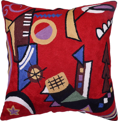 Kandinsky Red Abstract Pillow Cover Gegen Modern Pillowcase Scarlet Reds Abstract Chair Cushion