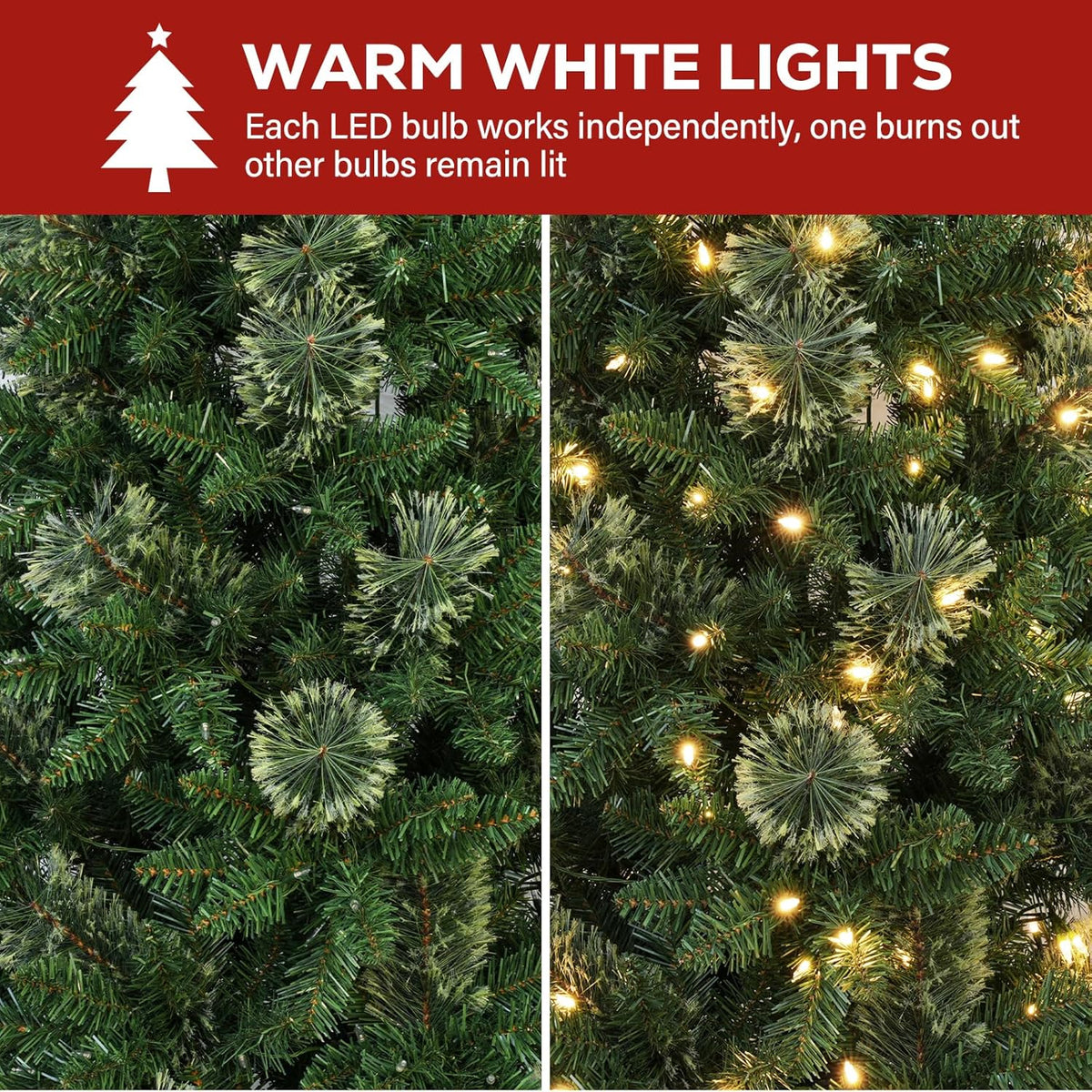 Hykolity 6 ft Prelit Pencil Slim Christmas Tree with 200 Warm White LED Lights, 544 PVC Branch