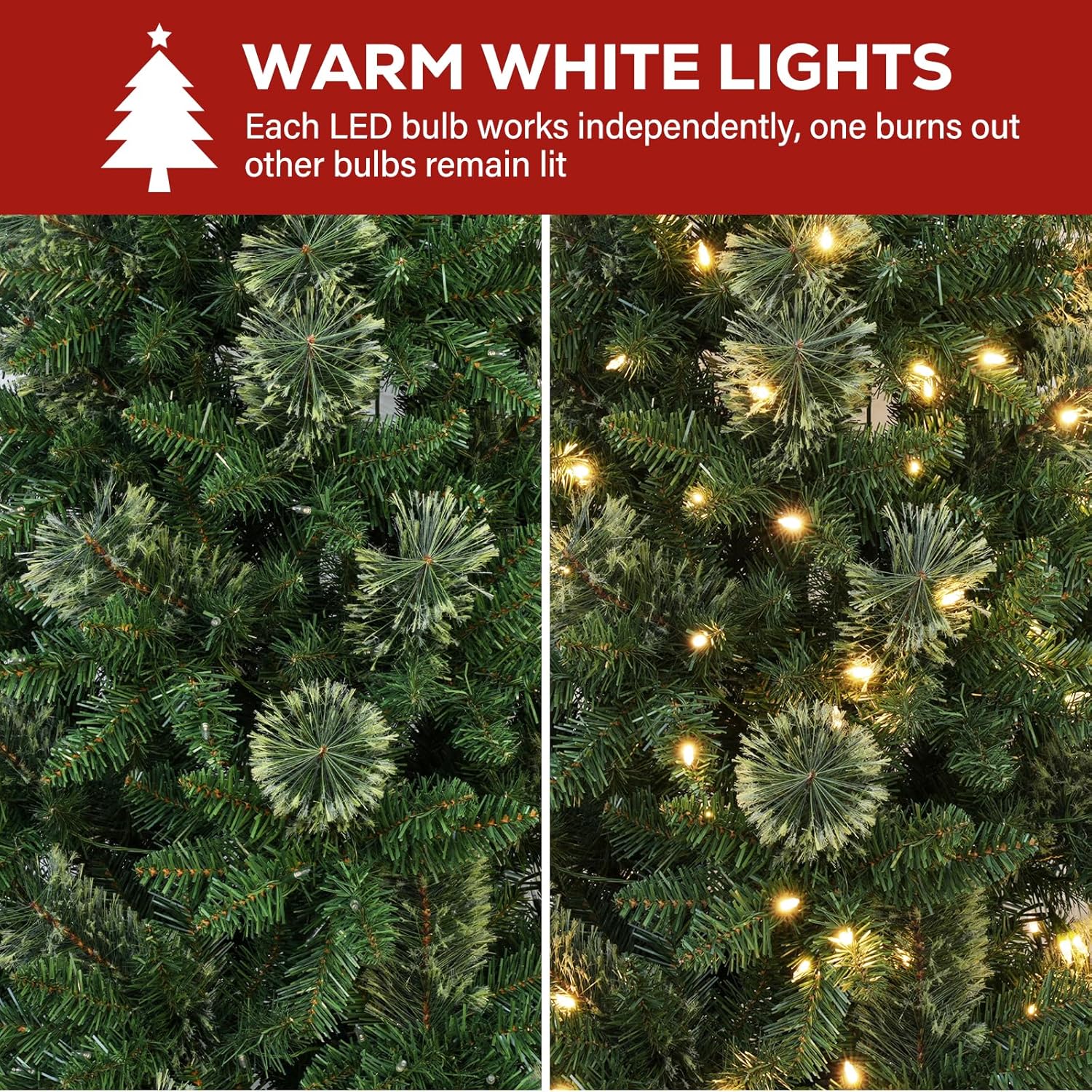 Hykolity 6 ft Prelit Pencil Slim Christmas Tree with 200 Warm White LED Lights, 544 PVC Branch